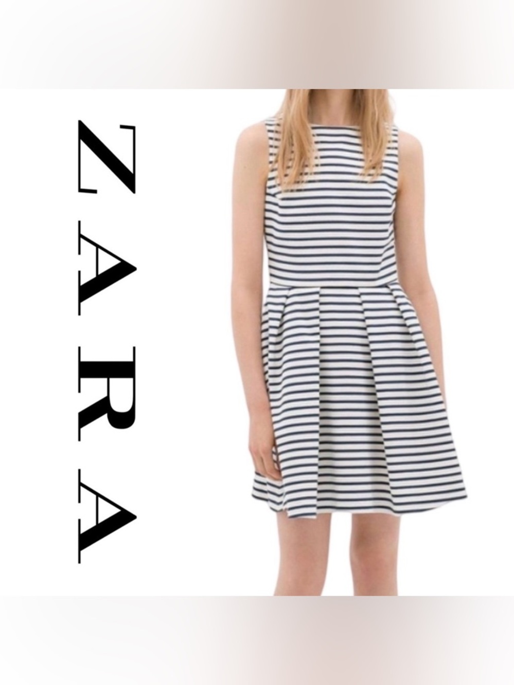 Zara White & Navy Nautical Stripe Backless Dress Women’s XS PRICE FIRM
